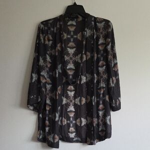 All Saints Black Sheer Kimono with Butterfly Design
